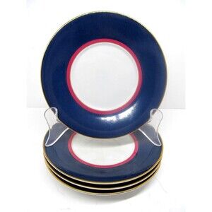 Mikasa LD05 Fine China Grandeur Blue Set Of Four 6" Dessert Saucer Plates GUC
